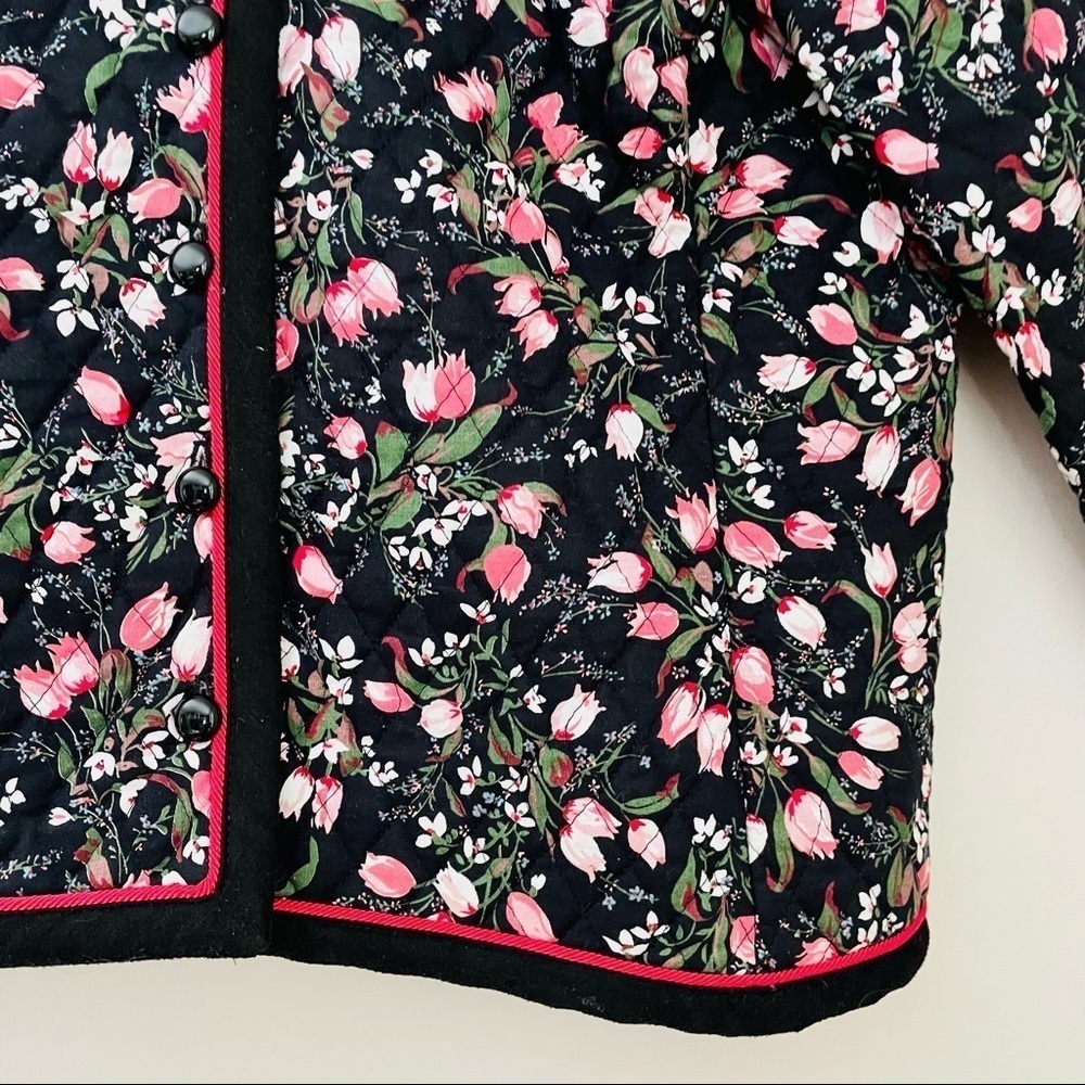 Vintage Boston Traveler Floral Quilted Jacket Black Pink 12 - Picture 12 of 16